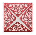 Sparkly red glitter laser cut rose wedding invitation cover with intricate floral patterns - Red