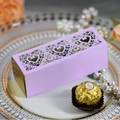 Elegant lavender laser-cut heart favor box with golden lining for weddings and parties - Light Purple