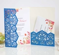 Royal blue glitter laser cut wedding invitation suite with pearlescent floral inserts - Sapphire Blue