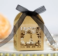 Scatola regalo in carta kraft tagliata al laser con motivo a campana e fiocco in organza - Carta kraft