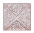 Partecipazione di nozze rosa glitterata con rosa tagliata al laser e motivo floreale - Rosa