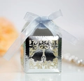 Laser-cut silver hollow bell gift box with light blue ribbon for Christmas party sweets - Reflective Silver