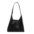 Sac hobo classique en cuir PU noir avec couture verticale sur fond blanc uni - Noir