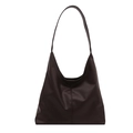 Grand sac cabas minimaliste marron foncé en cuir PU mat pour les déplacements quotidiens - Marron