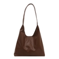 Sac hobo rétro marron foncé en cuir PU lisse avec coutures verticales élégantes - Marron