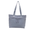 Bolso tote minimalista gris azulado en nailon con bolsillos frontales y laterales - Azul