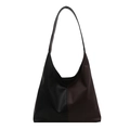 Retro hobo shoulder bag featuring large capacity and black brown contrast color design - Two-tone Coffee