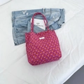 Quilted floral tote bag in pink and purple with large capacity for casual daily use - Rose Red