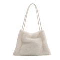 Elegante bolso tote blanco de piel sintética con textura suave y correas delgadas - Blanco