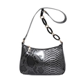 Borsa sottobraccio pitonata argento con finitura metallizzata e catena nera - Nero