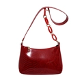 Borsa sottobraccio rossa con trama a serpente e catena decorativa in acrilico spessa - Rosso