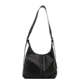 Borsa hobo classica in pelle PU opaca nera con tracolla regolabile e doppie cerniere - Nero