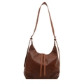 Borsa Hobo vintage marrone caramello con tracolla regolabile e nappe in pelle - Marrone