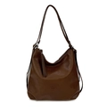 Vielseitige dunkelbraune PU-Leder-Hobotasche mit Fashion Bags Prägung und großem Volumen - Braun