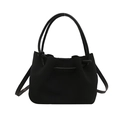 Borsa tote nera opaca minimalista con manici annodati e tracolla staccabile - Nero