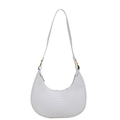 Sac hobo blanc à motif crocodile avec des détails métalliques dorés élégants - Blanc