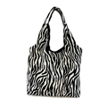 Borsa hobo in tela con stampa zebra bianca e nera con grande capacità per uso quotidiano - Zebra Print