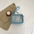 Piccola borsa a tracolla quadrata celeste con finestra di visualizzazione trasparente - Blu