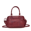 Retro-Handtasche aus weinrotem Kunstleder mit Textur und goldenen Reißverschlüssen für Damen - Burgunderrot