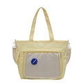 Yellow Japanese style large schoolbag with transparent pocket and lucky fashion badge - Yellow