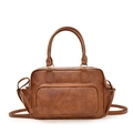Retro braune Handtasche aus PU-Leder mit zwei Griffen und Schultergurt im 2025-Stil - Gelbbraun