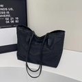 Grand sac fourre-tout en nylon noir avec bandoulière pour les loisirs quotidiens - Noir