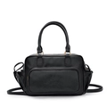 Klassische schwarze Lederhandtasche mit Reißverschlussfach und goldfarbenen Details - Schwarz