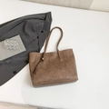 Französische Vintage Tragetasche in Dunkelbraun mit gewebtem Anhänger und Kunstleder - Ohne Anhänger / Khaki