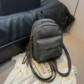 Mini mochila minimalista gris oscuro en cuero PU con colgante de raqueta de tenis - Sin Colgante / Negro