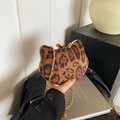 Mini borsa a tracolla a forma di gatto leopardato con chiusura dorata - Marrone
