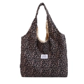 Sac fourre-tout classique en nylon à motif léopard avec une grande capacité de rangement - Noir