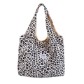 Grand sac cabas léopard noir et blanc en nylon avec étiquette tendance pour le shopping - Blanc