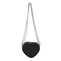 Borsa da sera nera glitterata a forma di cuore con tracolla a catena e mini design - Nero