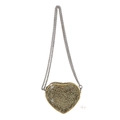 Elegant gold heart-shaped evening clutch bag with sparkling rhinestones and chain strap - Gold