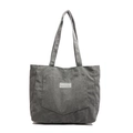 Bolso tote de pana gris oscuro con bolsillo delantero y correas de estilo vintage - gris oscuro
