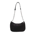 Borsa sottobraccio trapuntata nera con catena argentata e design a mezza luna per donna - Nero