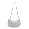 Moderna borsa hobo bianca trapuntata con motivo a rombi e tracolla a catena - Bianco