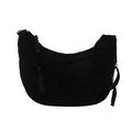 Black corduroy hobo shoulder bag with adjustable strap and large capacity design - Black