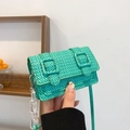 Mini mint green woven handbag with acrylic chain strap and stylish cross-body design - Green
