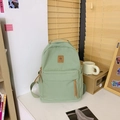 Sac à dos en toile vert clair minimaliste pour l'école ou les voyages avec poche avant - Vert