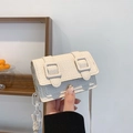Mini sac bandoulière blanc cassé avec texture tissée et chaîne en acrylique - Blanc Cassé