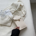 Chic cream white mini crossbody phone bag with gold metal buckle and leather strap - Off White