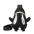 Cute black and white rabbit chest bag for kids with adjustable strap for outdoor travel - Rabbit Black