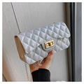 Chic light gray quilted jelly mini bag with golden chain strap and metallic lock - Gray