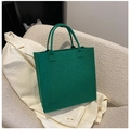 Elegante borsa tote in feltro verde con motivo a coccodrillo per il lavoro - Verde