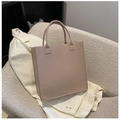 Borsa tote marrone chiaro con trama a pelle di serpente in materiale feltro di stile - Cachi