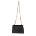 Mini bolso bandolera negro con cadena dorada y letras doradas de moda elegantes - Negro