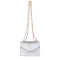 Mini bolso sobre plateado con cadena dorada y acabado metálico brillante - Plateado