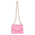 Mini bolso bandolera rosa brillante con solapa en V y cadena dorada chic - Rosa