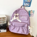 Japanischer Schulrucksack in Pastellviolett für Mädchen mit niedlichen cremefarbenen Schleifen - Lila